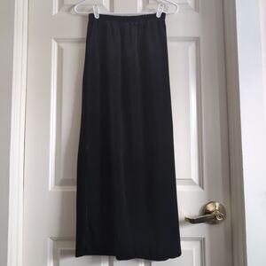Vintage 80s or 90s stretchy black velvet maxi skirt with side slit